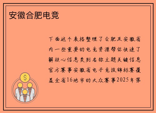 安徽合肥电竞
